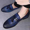 Men's Tassel Plaid Faux Leather Loafers - AM APPAREL