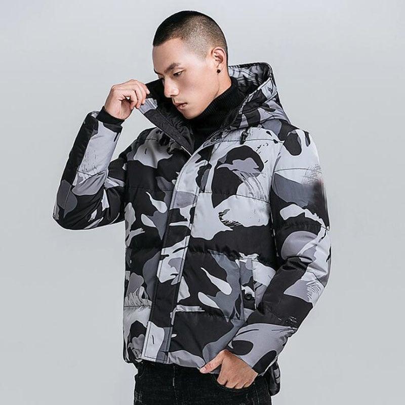 Men's Thick Camouflage Parka Coat - AM APPAREL