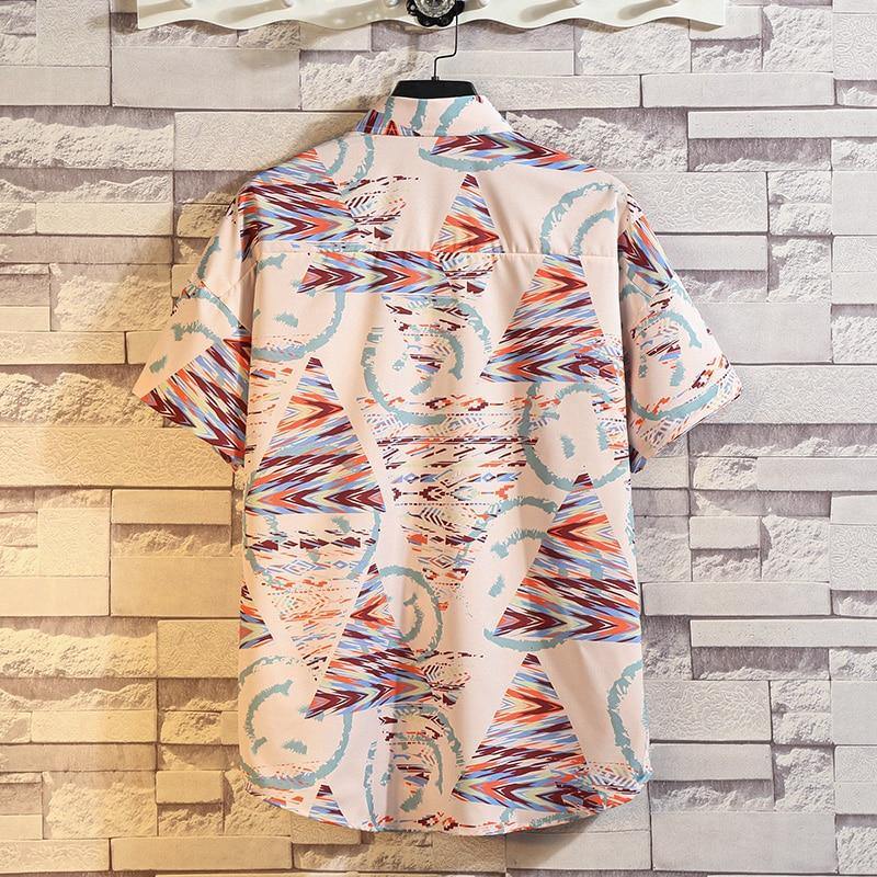 Men's Tie Dye Print Beach Short Sleeved Shirt - AM APPAREL