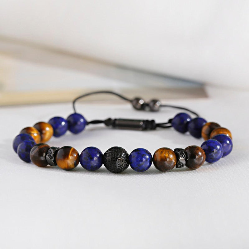 Men's Tiger Eyes Beads Weaving Bracelet - AM APPAREL