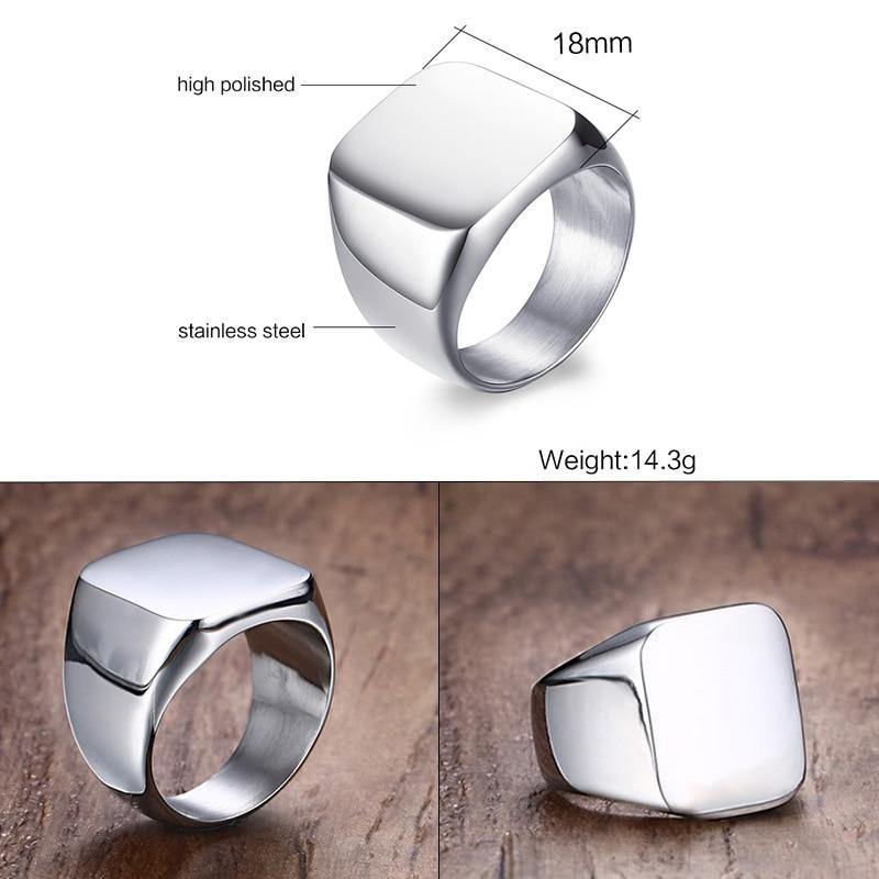 Men's Vnox Retro Initials Signet Ring - AM APPAREL