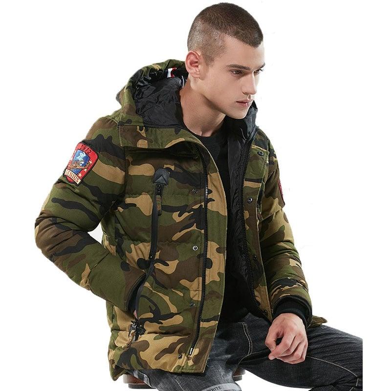 Men's Winter Thick Camouflage Puffer Coat - AM APPAREL