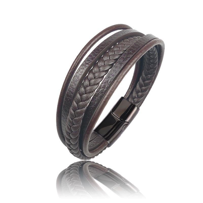 Men's Woven Multi-layer Leather Bracelet - AM APPAREL