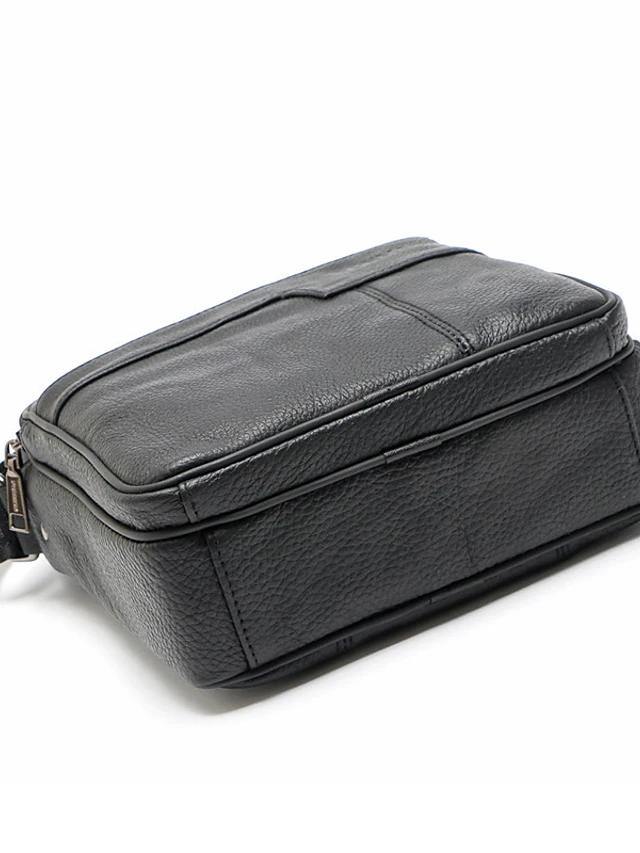 Men's Zipper Nappa Leather Shoulder Bag - AM APPAREL