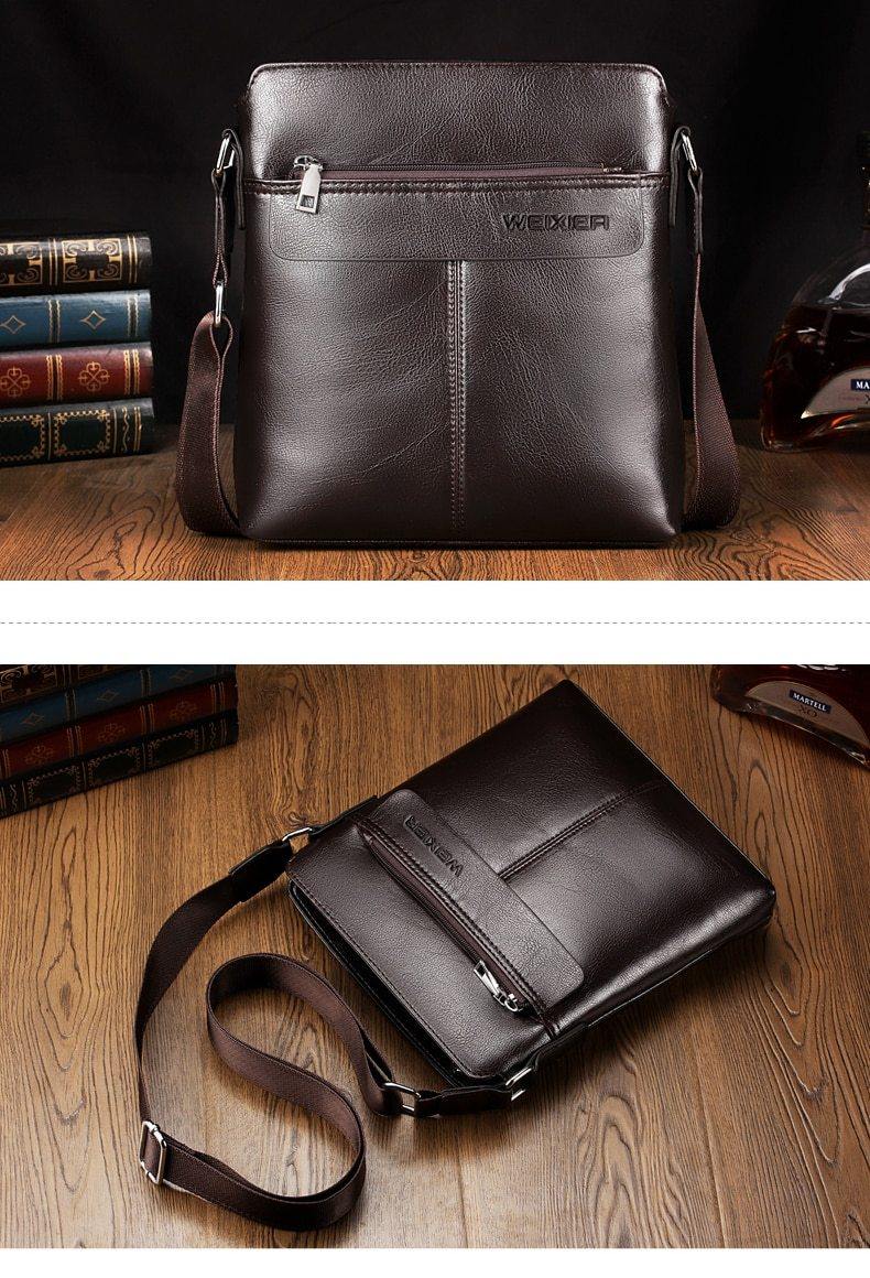 Men's Zipper PU Leather Messenger Bag - AM APPAREL