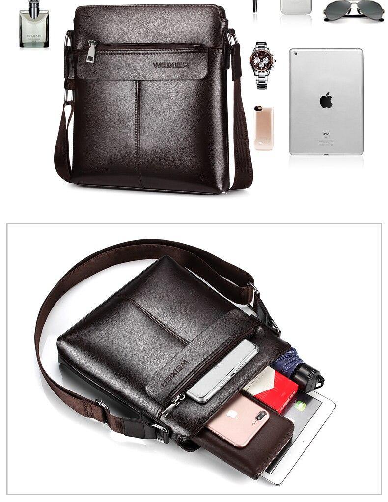 Men's Zipper PU Leather Messenger Bag - AM APPAREL