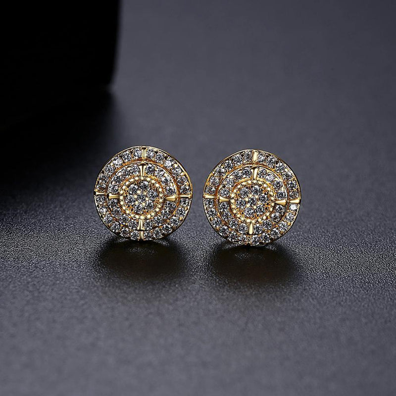 Men's Zircon Iced Out Stud Earrings - AM APPAREL