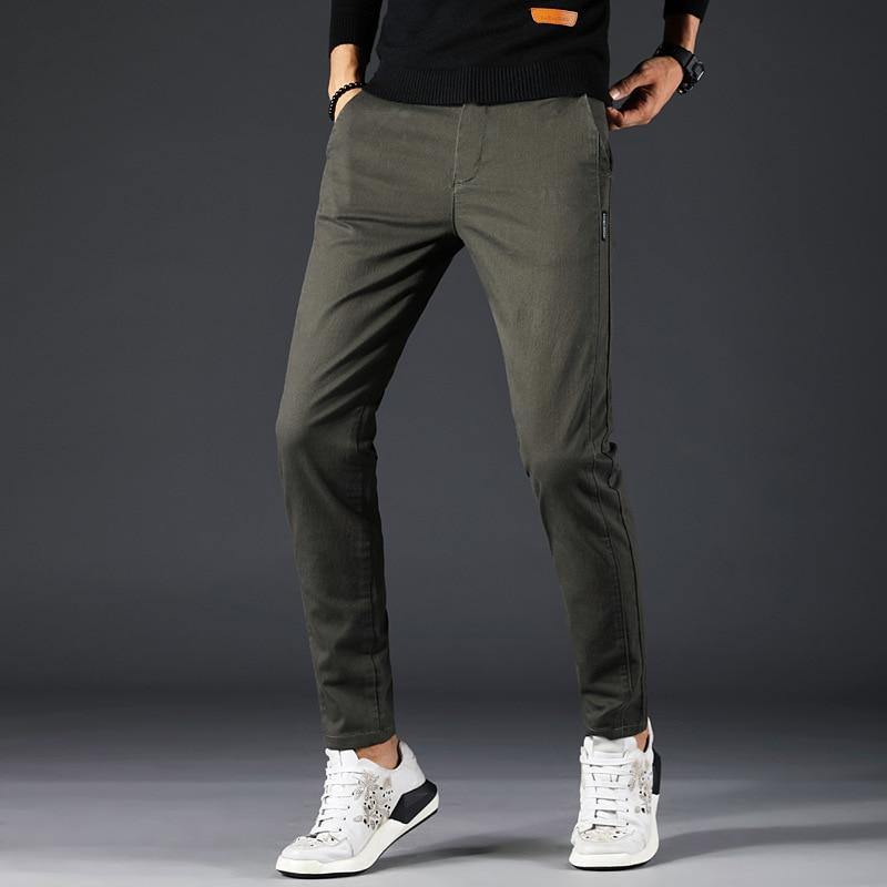 Men Slim Fit Cotton Classic/Casual Pants - AM APPAREL