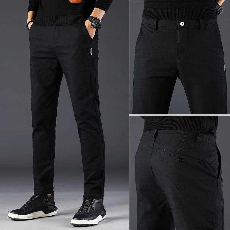 Men Slim Fit Cotton Classic/Casual Pants - AM APPAREL