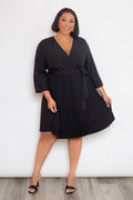 Mini Surplice Pleated Dress - AM APPAREL