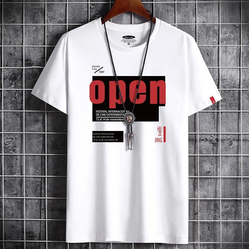 "OPEN" Men's Casual Graphic T-Shirt - AM APPAREL