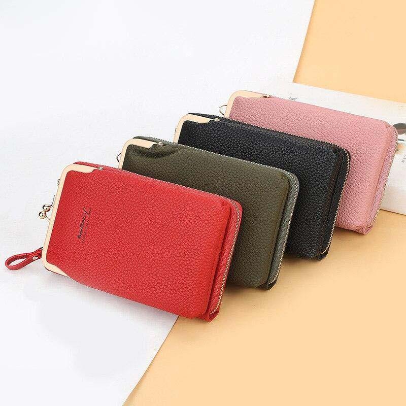 Phone-Sized Women's PU Leather Cellphone Clutch - AM APPAREL