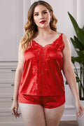 Plus Size Satin Cami Shorts Set - AM APPAREL