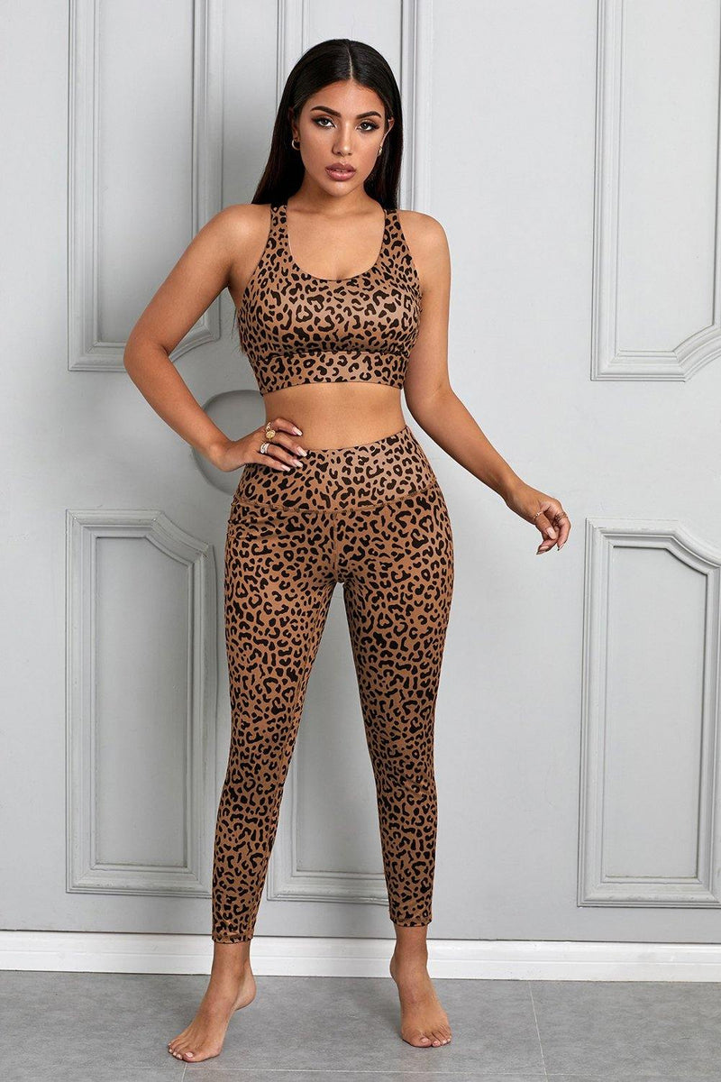 Printed Sports Bra and Leggings Set - AM APPAREL