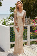 Sequin Fringe Sleeve Maxi Dress - AM APPAREL