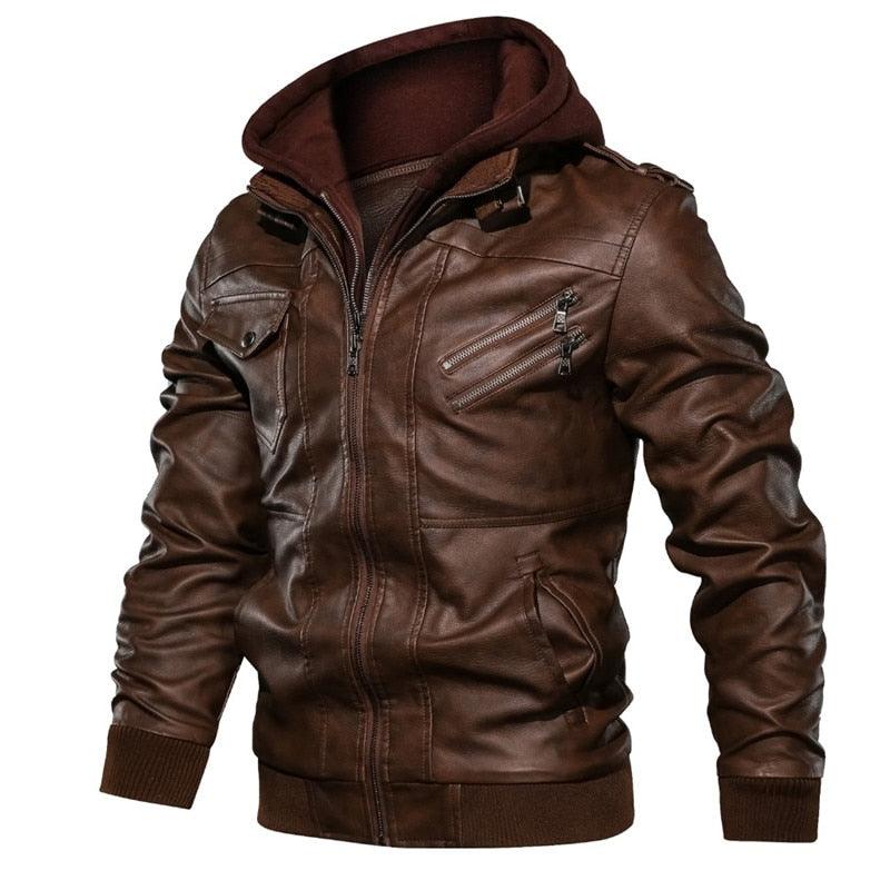 TOL Men's Detachable Hood Motorcycle Winter Jacket - AM APPAREL