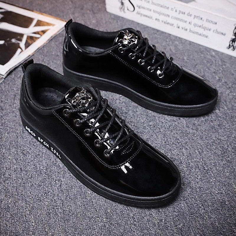 Unisex Off-Bound Alphabet Patent Leather Sneakers - AM APPAREL