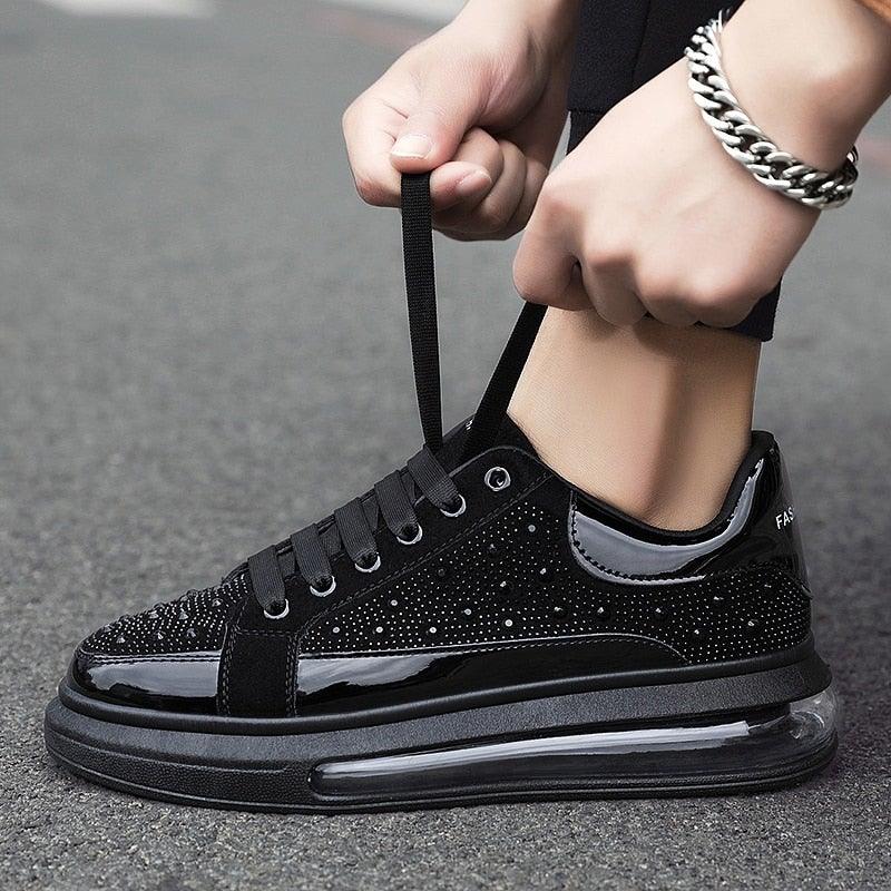 Unisex Sport Style Patent Leather Sneakers - AM APPAREL