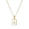 Unisex Square Letter Engraved Pendant Necklace - AM APPAREL