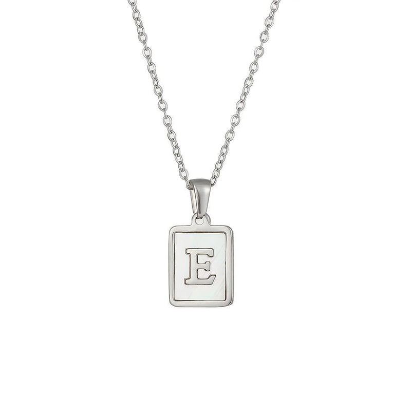 Unisex Square Letter Engraved Pendant Necklace - AM APPAREL