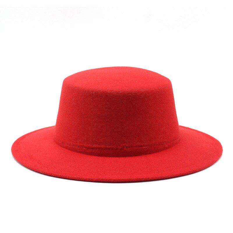 Unisex Woolen Flat Top Fedora Hat - AM APPAREL