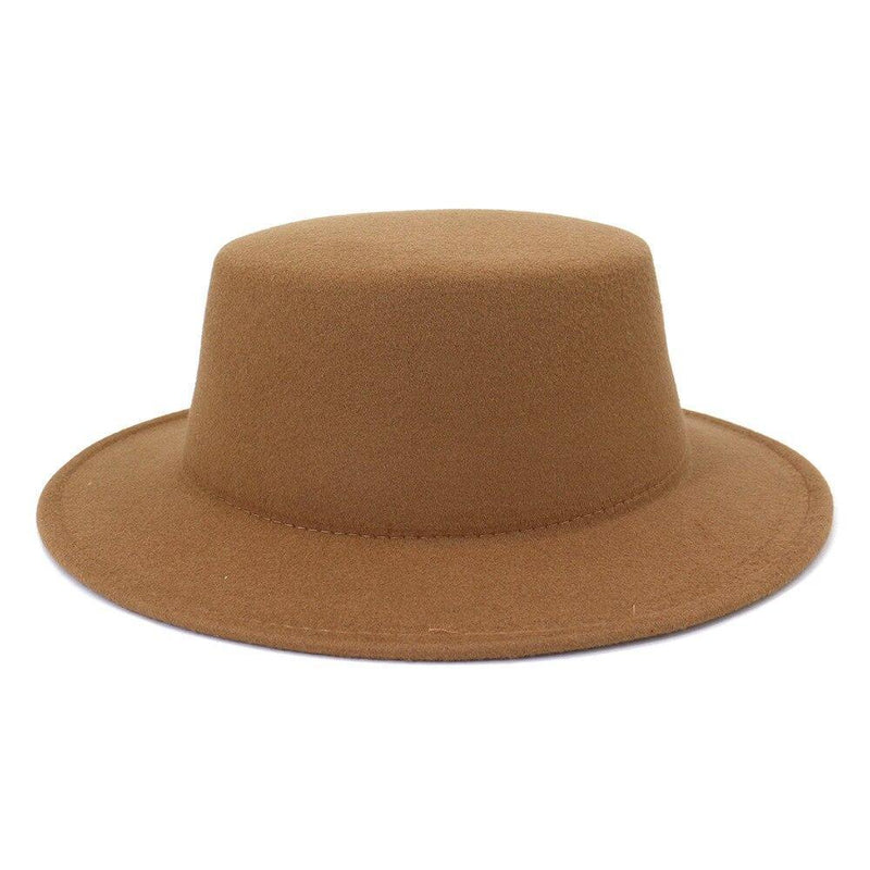 Unisex Woolen Flat Top Fedora Hat - AM APPAREL