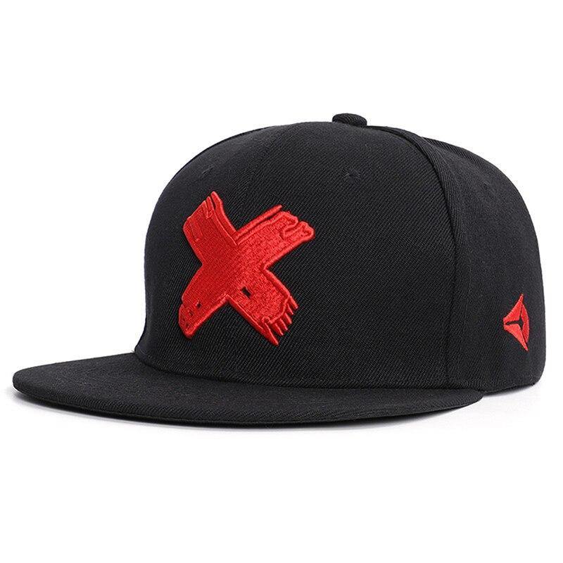 Unisex X Embroidery Flat Brim Hat - AM APPAREL