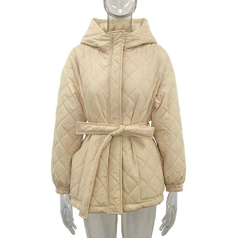 Women's Arygle Hooded Parkas Winter Coat - AM APPAREL