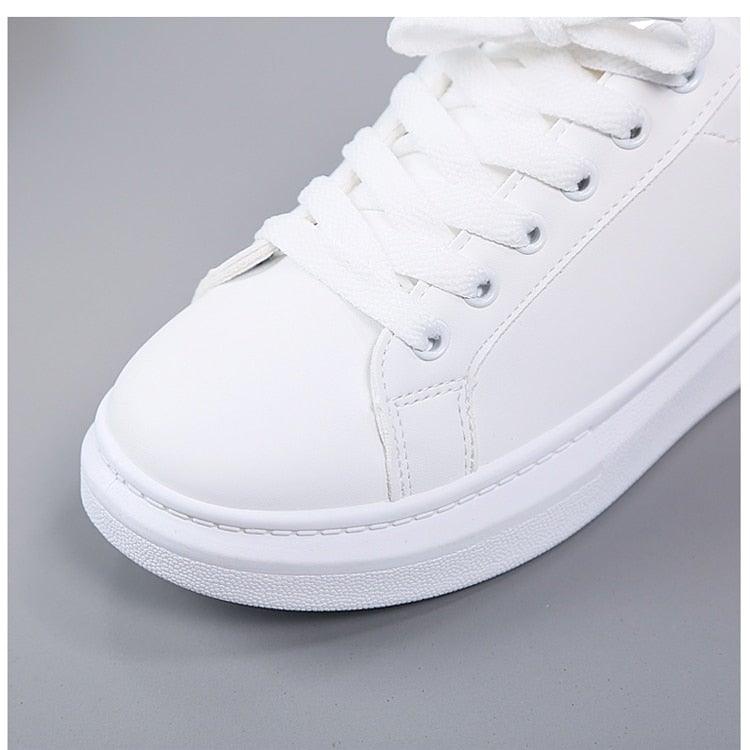 Women's Casual Embroidered White Sneakers - AM APPAREL