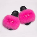 Women's Fluffy Fur Slippers W/ Chain Detail - AM APPAREL