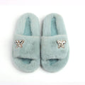 Women's Furry Slides W/ Butterfly Detail - AM APPAREL