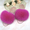 Women's Plush Fox Fur Slippers - AM APPAREL