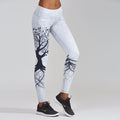 Women's Sexy Yoga Tree Print Elastic Fitness Leggings - AM APPAREL