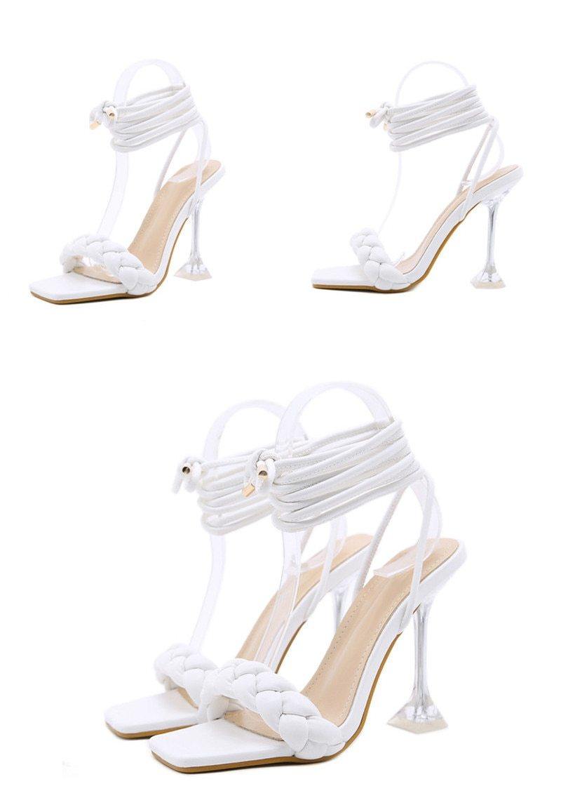 Women's Strap Open Toe Sanda Heels - AM APPAREL