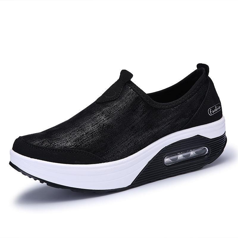 Women's Wedge Slip On Fitness Sneakers - AM APPAREL